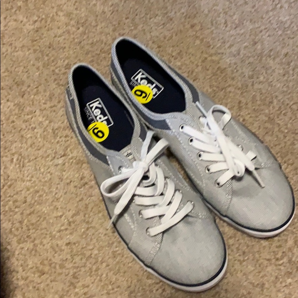 Keds Light Gray Canvas Sneakers with White Laces